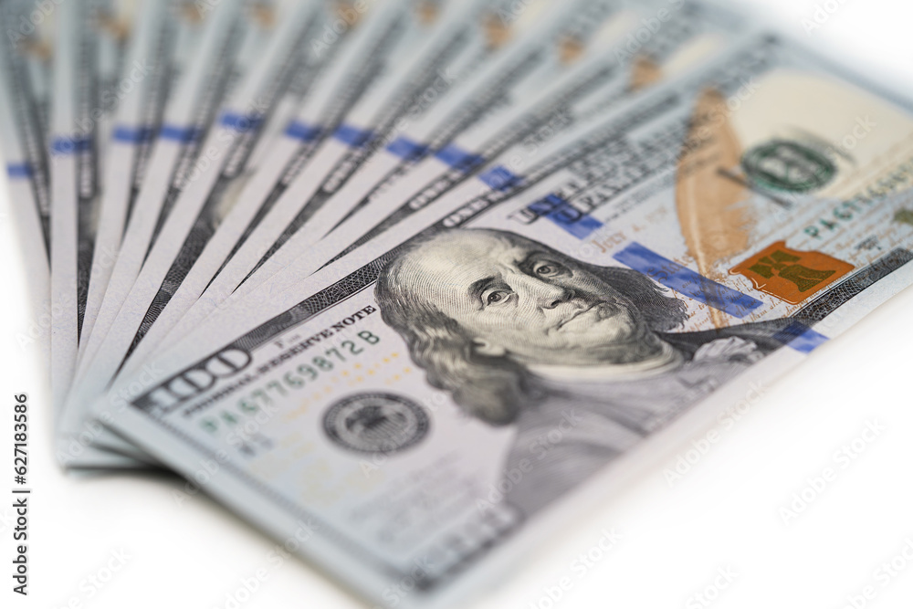 100 dollar bills on a white background 100 dollar bills on a white background