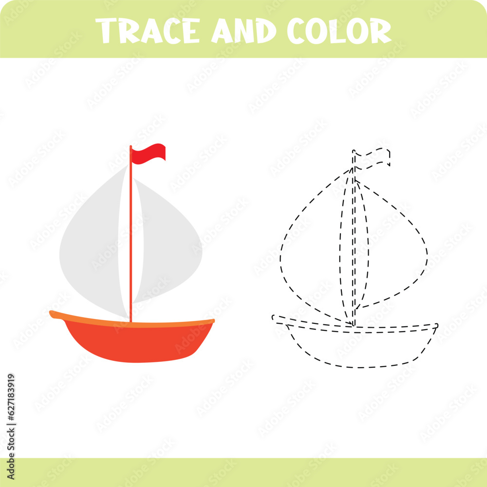 Activity page for kids education. Trace and color worksheet for kids ...