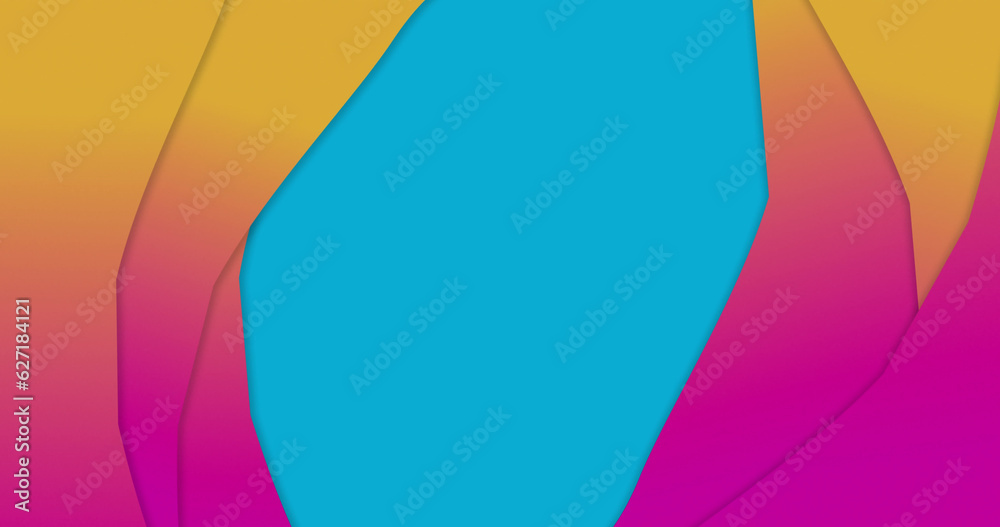 Composite of orange to pink wave pattern over blue background Composite of orange to pink wave pattern over blue background