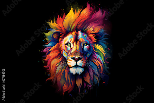 A brave lion art potraite made of all colors