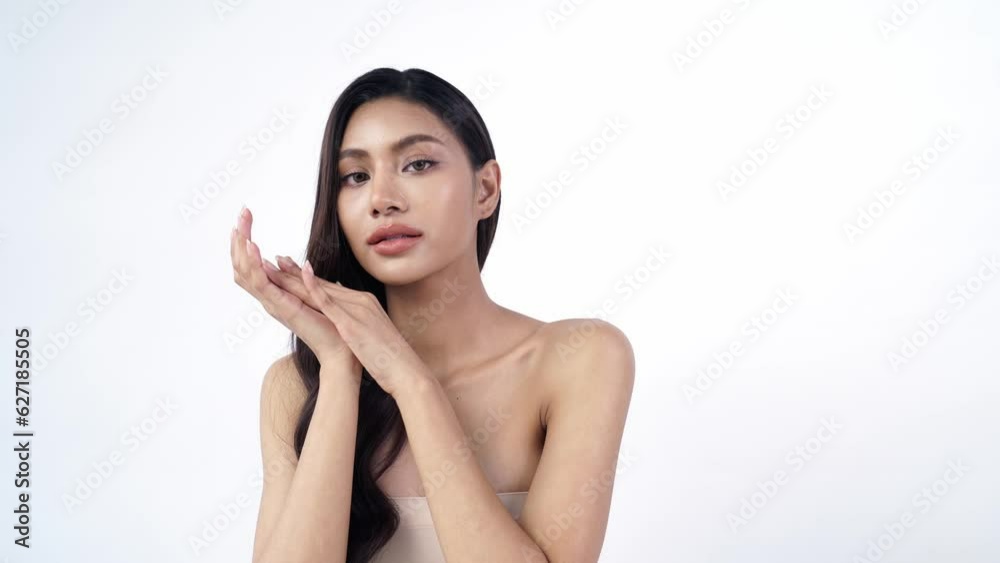 Beautiful young asian woman with clean fresh skin on white background, Face care, Facial treatment, Cosmetology, beauty and spa, Asian women portrait. Beautiful young asian woman with clean fresh skin on white background, Face care, Facial treatment, Cosmetology, beauty and spa, Asian women portrait.