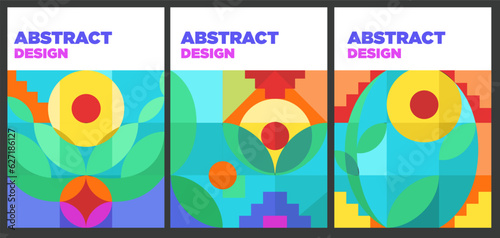 set of colorfull modern gemoetry abstract vector pattern for book cover or print illustration

