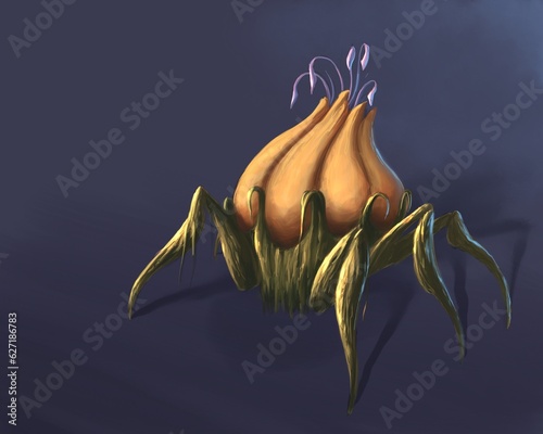 Fantasy monster pumpkin with legs