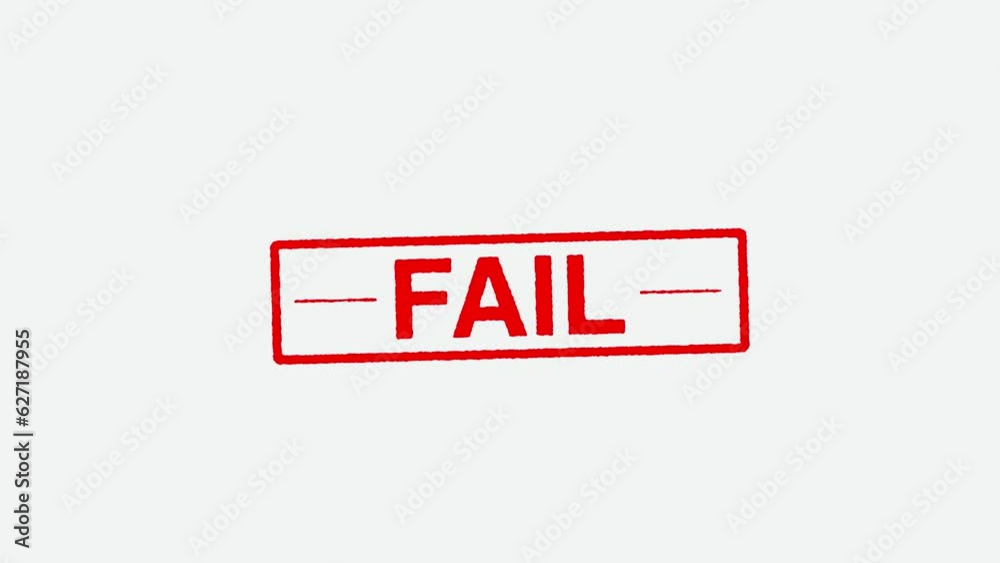 Close Up Real Hand Stamping Fail Stamp on White Background Close Up Real Hand Stamping Fail Stamp on White Background