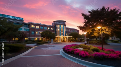 Hospital nestled in peaceful neighborhood, welcoming and compassionate