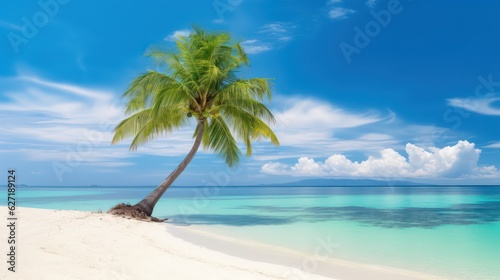 Beautiful palm tree on tropical island beach on background © SaraY Studio 