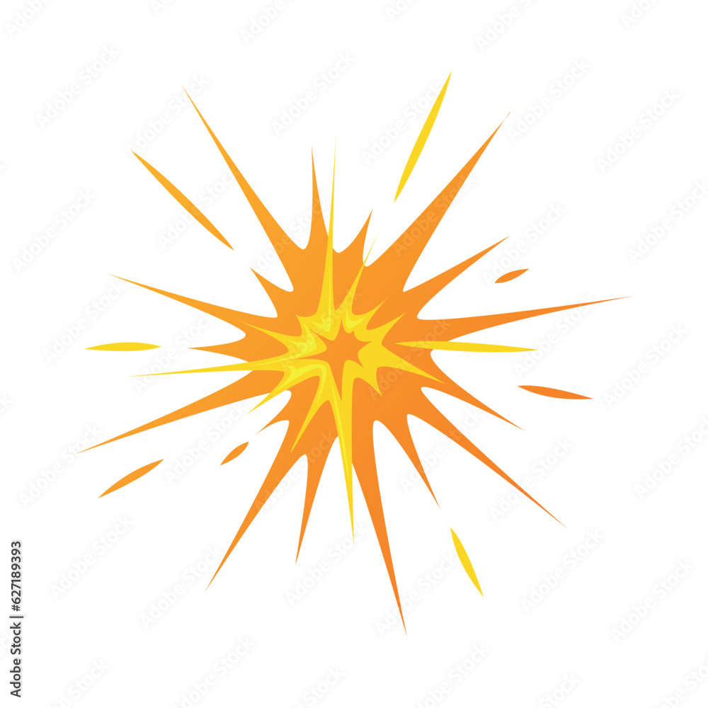 Obraz premium Bomb Explosion Bright Orange Spark Vector Illustration