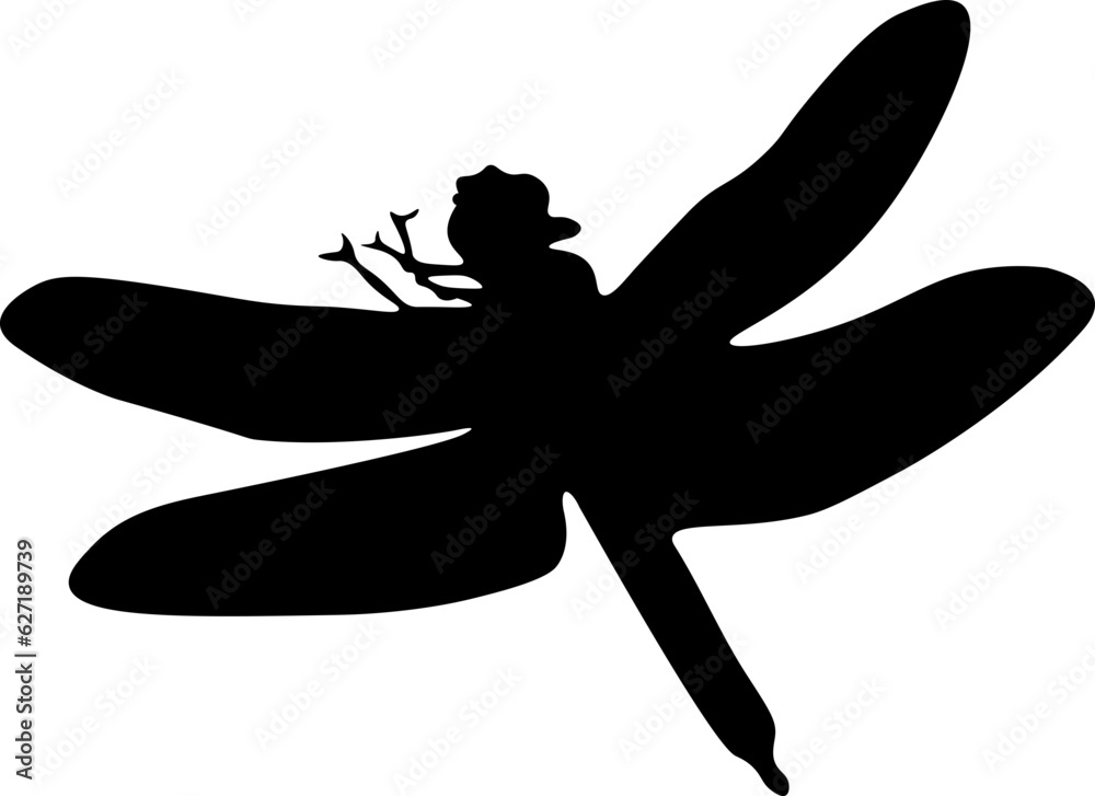 Flying Dragonfly Silhouette Illustration Vector