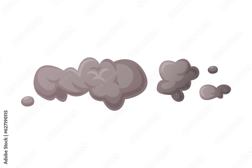 Grey Smoke Cloud and Dust Explosion Puff Vector Illustration