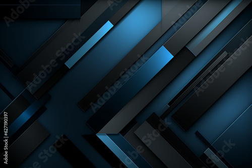 Futuristic Techscape: Abstract light Blue and Black Background with Flat Design, Ideal for illustrations, High-tech visuals, Contemporary flat design. - Generative AI