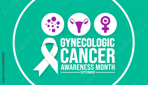 September is Gynecologic Cancer Awareness Month background template. Holiday concept. background, banner, placard, card, and poster design template with text inscription and standard color. vector 