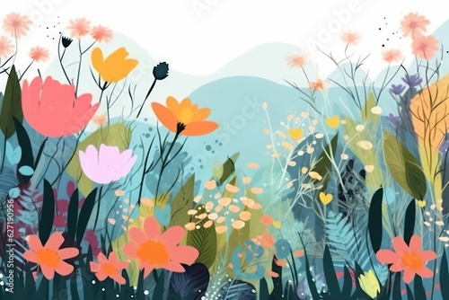 panoramic flowers and plants background