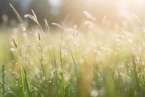 Soft blurred natural picture with wild grass in morning