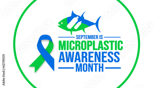 September is Microplastic Awareness Month background template. Holiday concept. background, banner, placard, card, and poster design template with text inscription and standard color. vector 