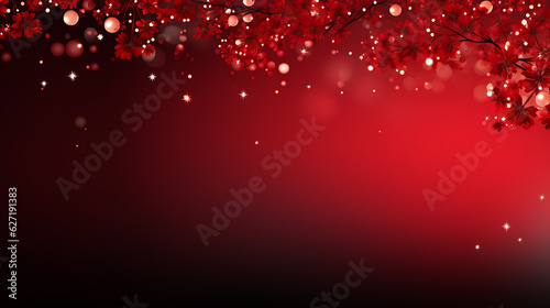 Red festive background image. Blossem, space left for text, minimalistic, calm - Generative AI photo