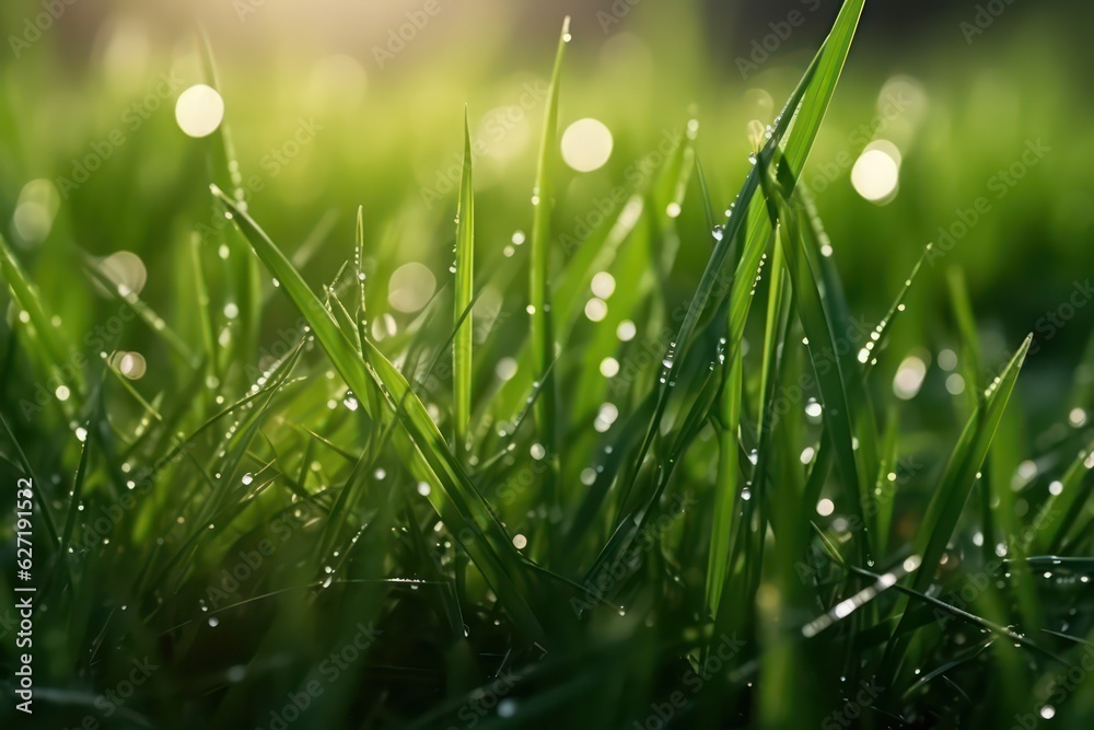 Very beautiful wide-format photo of green grass close-up