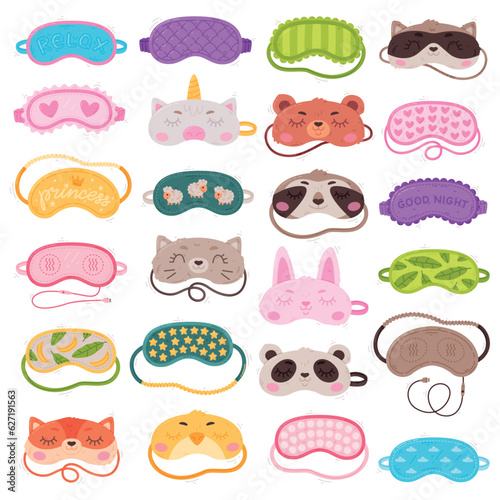 Eye Mask for Sleeping as Cloth Cover to Block out Light Vector Set