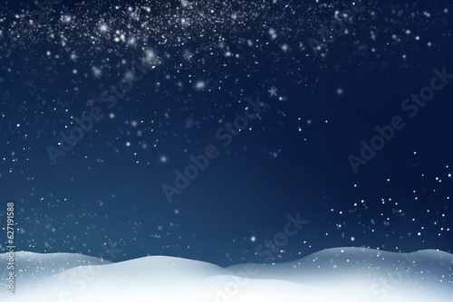 Winter background sparkling falling snow against a dark gradient sky © SaraY Studio 