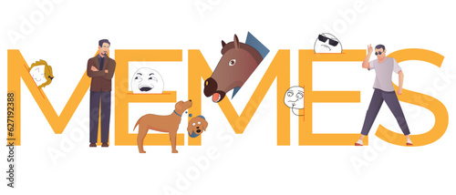 Memes Flat Text