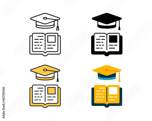 education icon vector design in 4 style line, glyph, duotone, and flat.