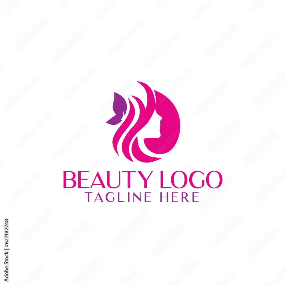 Beauty hair logo premium vector
