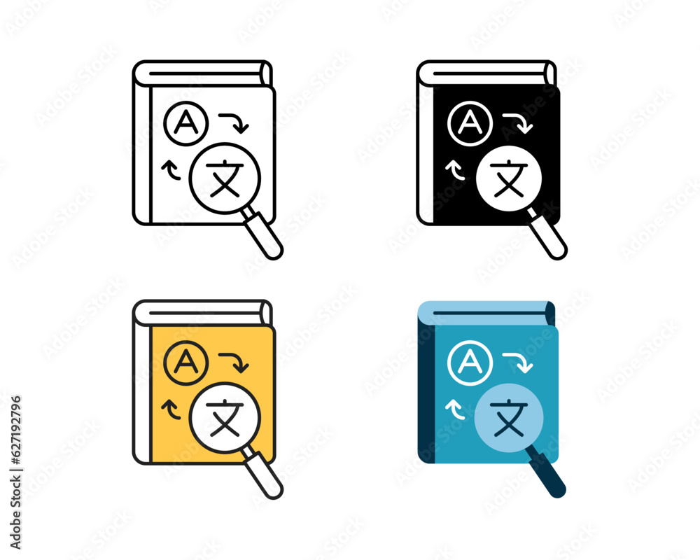 dictionary icon element vector design in 4 style line, glyph, duotone, and flat. dictionary icon element vector design in 4 style line, glyph, duotone, and flat.