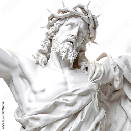 Jesus Christ marble statue, sculpture, png. Ai generate