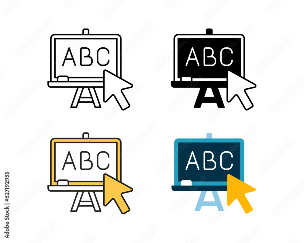 online education icon vector design in 4 style line, glyph, duotone, and flat. online education icon vector design in 4 style line, glyph, duotone, and flat.