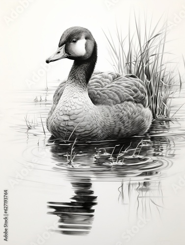 Wallpaper for phone with a pencil sketch artwork coot animal drawing.