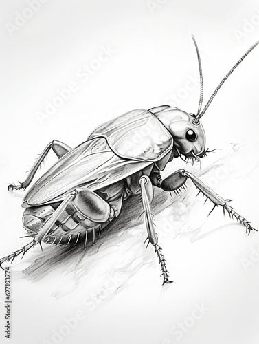 Wallpaper for phone with a pencil sketch artwork cockroach animal drawing