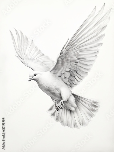 Wallpaper for phone with a pencil sketch artwork dove animal drawing.