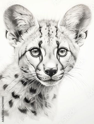 Wallpaper for phone with a pencil sketch artwork fossa animal drawing.