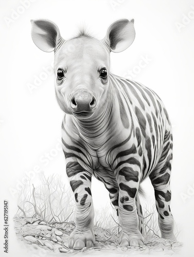 Wallpaper for phone with a pencil sketch artwork tapir animal drawing.