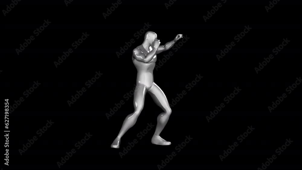 Animated 3d man boxing on transparent background Animated 3d man boxing on transparent background