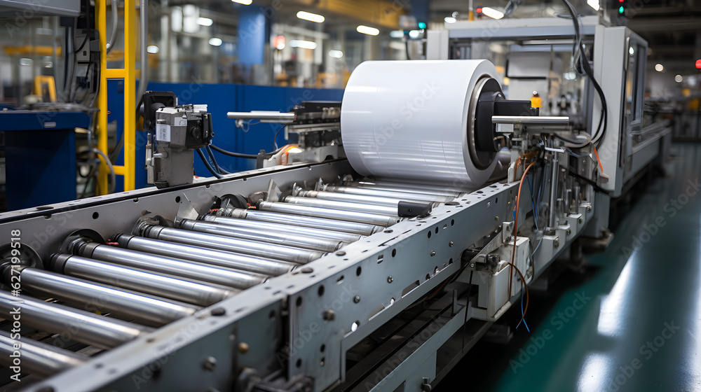 Steel Roller Conveyor factory products transport Steel Generative AI