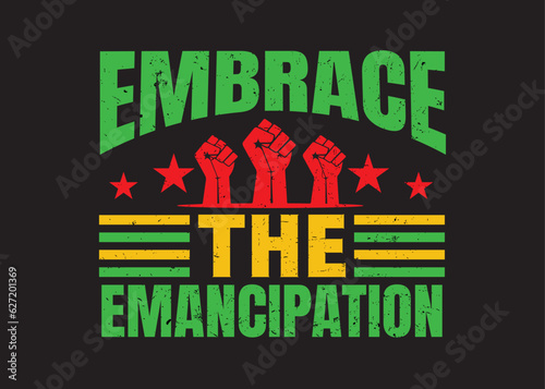 Juneteenth 1865 American black people historical freedom day t-shirt design. Trendy Juneteenth typography, Happy Juneteenth day, T-shirt and apparel design.