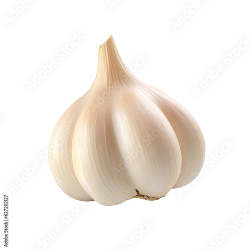 A single piece of 3D garlic on a white background.