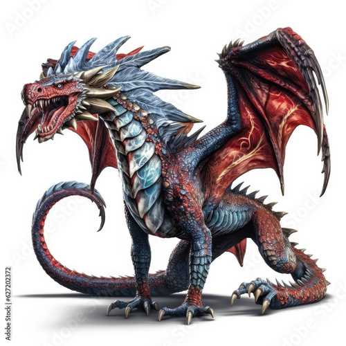 angry fantasy blue dragon