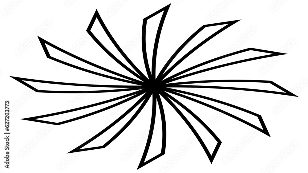 Obraz premium Isometric sun or flower shape outline isolated on white. Circular shape with petals. Clipart.