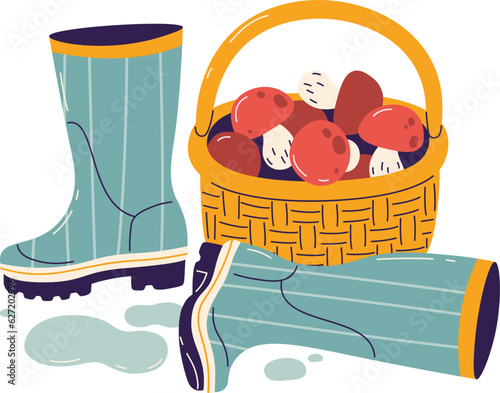 Gumboots with Mushroom Basket