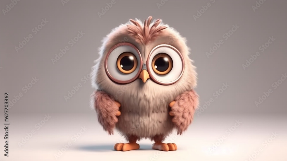 Cute cartoon owl character holding a Blank sign. Generative AI