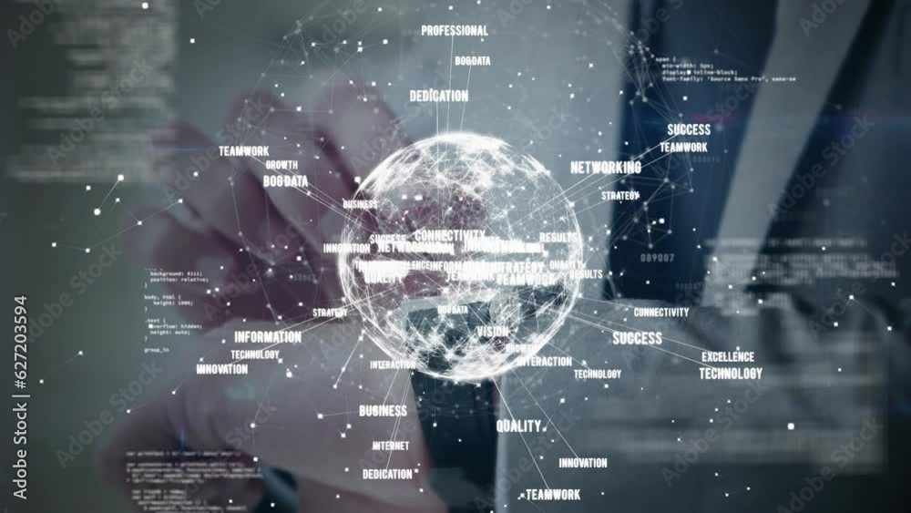Animation of globe with connections and data processing over caucasian businessman using smartwatch Animation of globe with connections and data processing over caucasian businessman using smartwatch