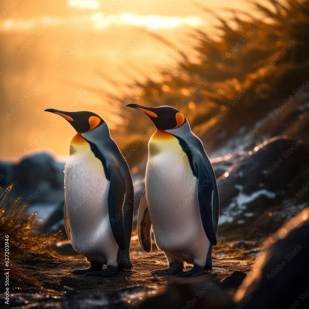 Fototapeta premium Penguins, Wildlife Photography, Generative AI