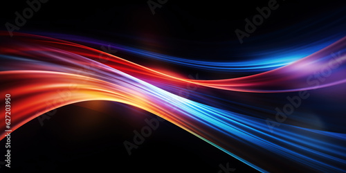 abstract futuristic background with gold PINK blue glowing neon moving high speed wave lines and bokeh lights. Data transfer concept Fantastic wallpaper © AMK 