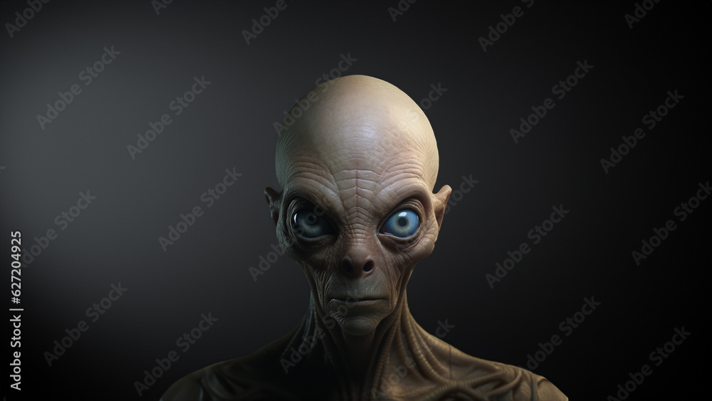Alien Monster Kreatur in menschlicher Gestalt für Grusel Effekt, ai generativ