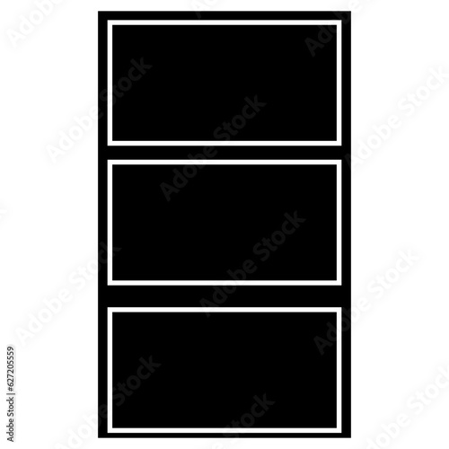 Rectangular window silhouette for house isolated on white background. Clipart.