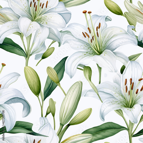 White lily pattern vector