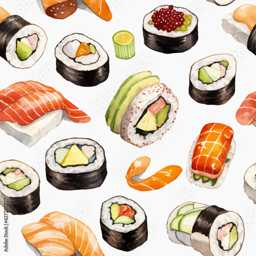Japanese sushi pattern vector