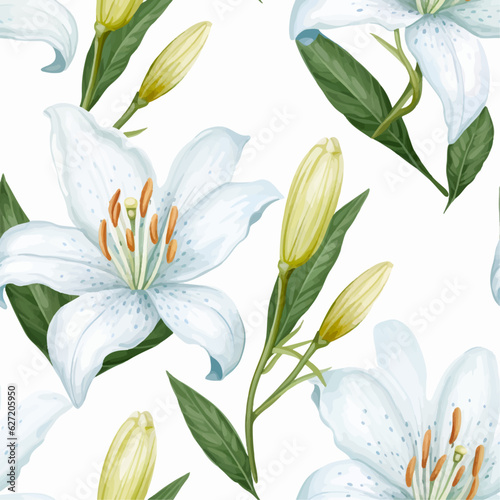 White lily pattern vector
