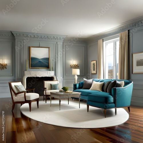 beautiful furniture home office generative by AI technology © ellon